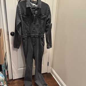 Good American size large Stylish Black Denim Jumpsuit